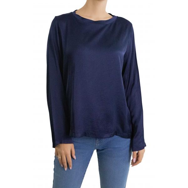 Blusa girocollo tinta unita 